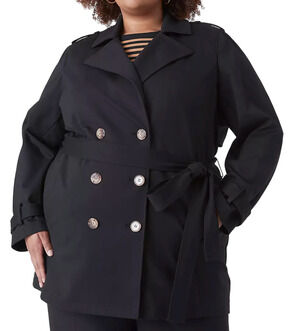 NEW LANE BRYANT BLACK PONTE DOUBLE BREASTED TRENCH COAT SZ 18